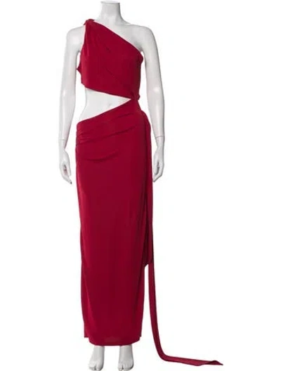 Pre-owned Jluxlabel One-shoulder Long Dress In Red