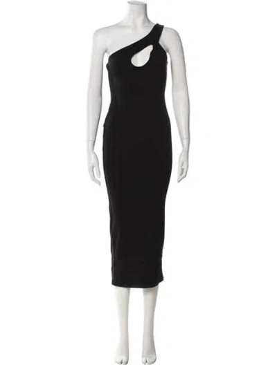 Pre-owned Jluxlabel One-shoulder Midi Length Dress In Black