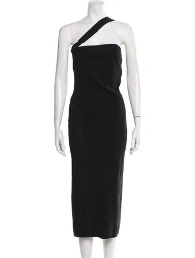 Pre-owned Jluxlabel One-shoulder Midi Length Dress In Black