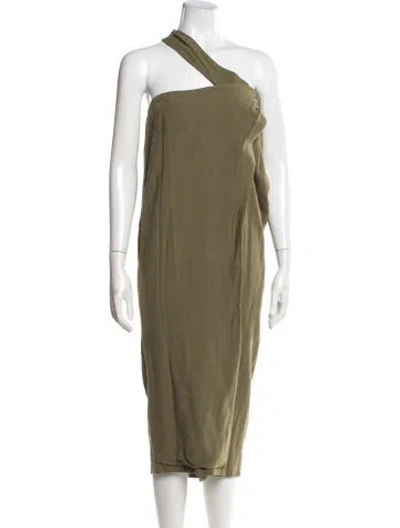 Pre-owned Jluxlabel One-shoulder Midi Length Dress In Green