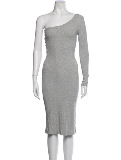 Pre-owned Jluxlabel One-shoulder Midi Length Dress In Grey