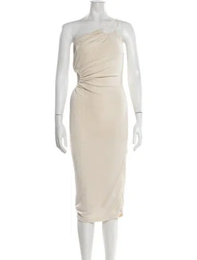 Pre-owned Jluxlabel One-shoulder Midi Length Dress In Yellow