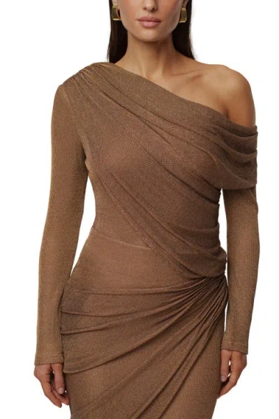 Jluxlabel Opulent Metallic Bodysuit In Brown