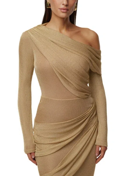 Jluxlabel Opulent Metallic Bodysuit In Brown
