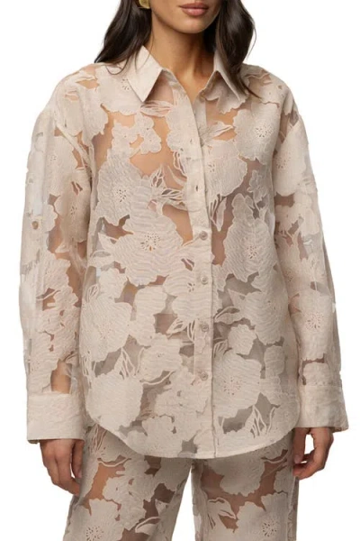 Jluxlabel Organza Floral Blouse In Beige