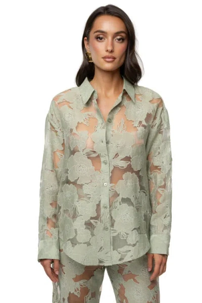 Jluxlabel Organza Floral Blouse In Sage
