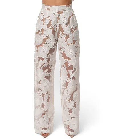 Jluxlabel Organza Floral Pant In White