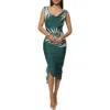 Jluxlabel Palm Ruched Body-con Dress In Green