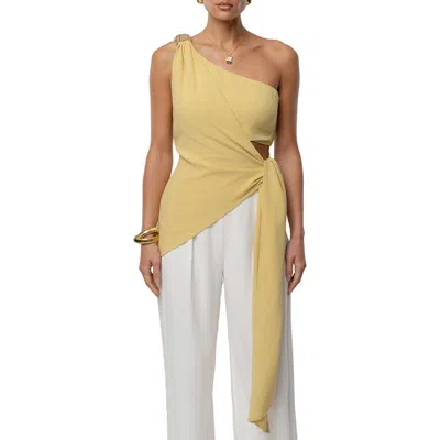 Jluxlabel Palmera One Shoulder Top In Yellow