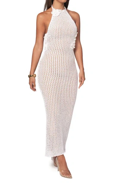 Jluxlabel Paradise Open Stitch Crochet Halter Dress In White