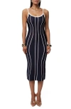 Jluxlabel Parallel Elegance Midi Dress In Blue
