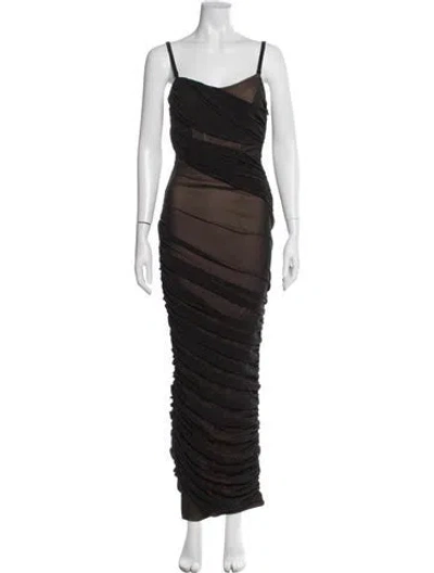 Pre-owned Jluxlabel Patterned Long Dress In Brown
