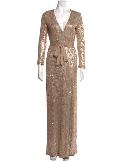 Pre-owned Jluxlabel Patterned Long Dress In Brown