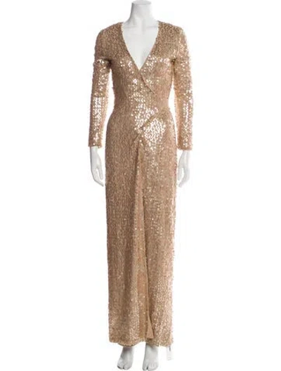 Pre-owned Jluxlabel Patterned Long Dress W/ Tags In Brown