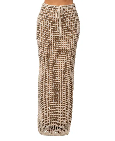 Jluxlabel Pearl Shore Crochet Skirt In Ecru