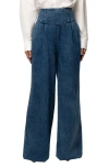 Jluxlabel Pleated Wide Leg Denim Pants In Blue