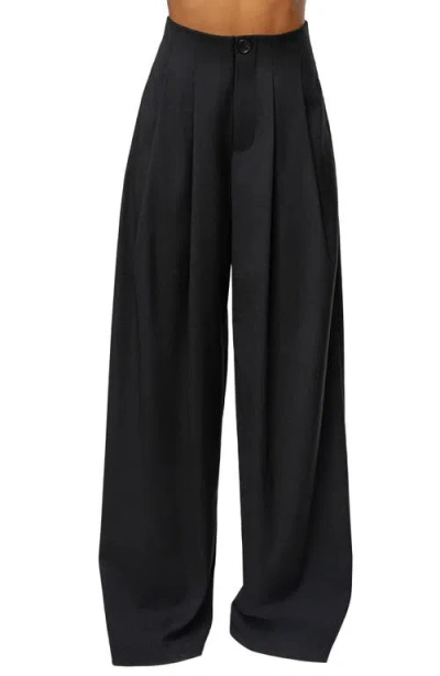 Jluxlabel Pleated Wide Leg Pants In Black
