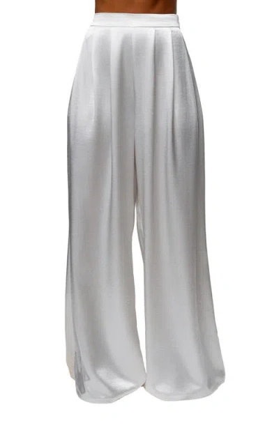 Jluxlabel Pleated Wide Leg Satin Pants In Red