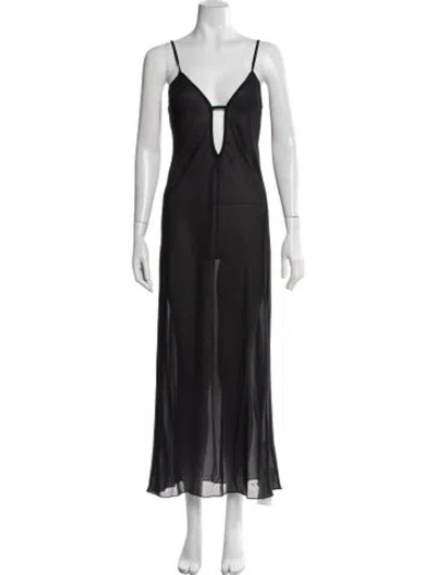 Pre-owned Jluxlabel Plunge Neckline Long Dress In Black