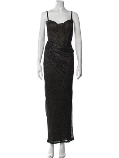 Pre-owned Jluxlabel Plunge Neckline Long Dress In Black