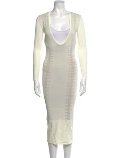 Pre-owned Jluxlabel Plunge Neckline Midi Length Dress W/ Tags In Neutrals