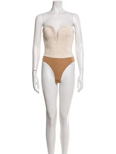 Pre-owned Jluxlabel Plunge Neckline Sleeveless Bodysuit W/ Tags In Orange