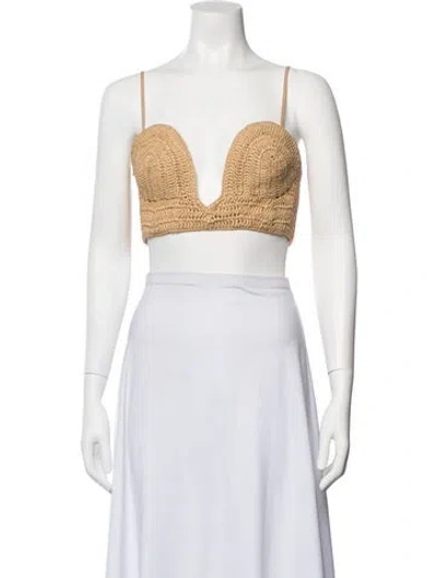 Pre-owned Jluxlabel Plunge Neckline Sleeveless Crop Top In Neutrals