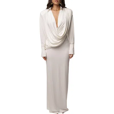 Jluxlabel Poise Draped Maxi Dress In White