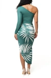 Jluxlabel Print One-shoulder Cutout Maxi Dress In Green