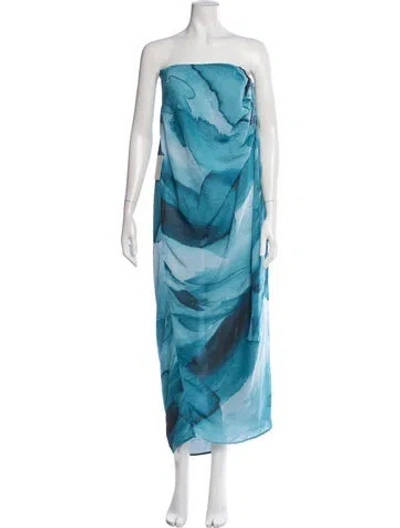Pre-owned Jluxlabel Printed Long Dress In Blue
