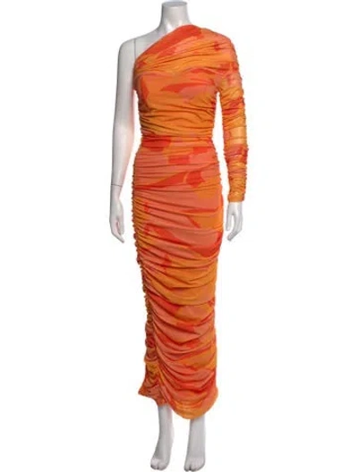 Pre-owned Jluxlabel Printed Long Dress In Orange
