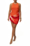 Jluxlabel Pure Radiance Mixed Media Mesh Minidress In Orange