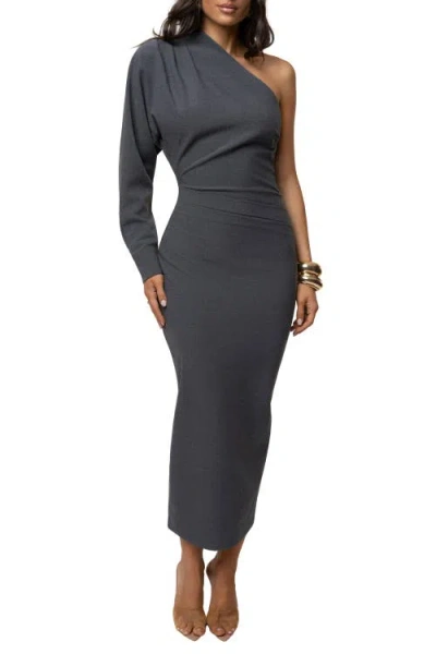 Jluxlabel Racheal One Shoulder Midi Dress In Gray