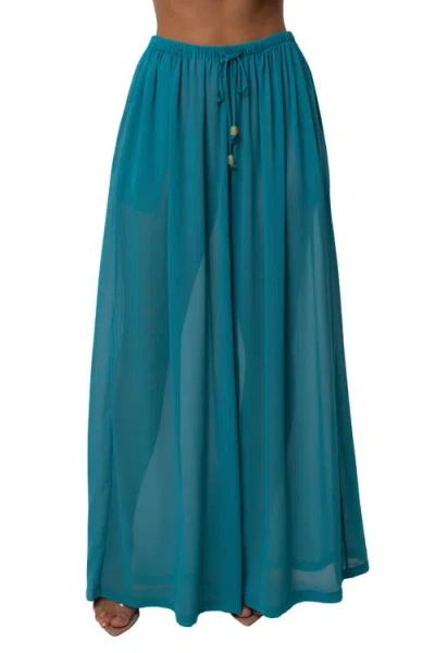 Jluxlabel Resort Glow Chiffon Pant In Blue