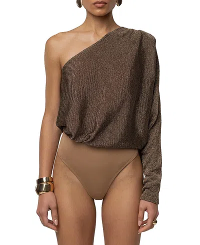 Jluxlabel Resort Metallic Bodysuit In Brown