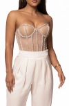 Jluxlabel Rhinestone Corset Top In Ivory
