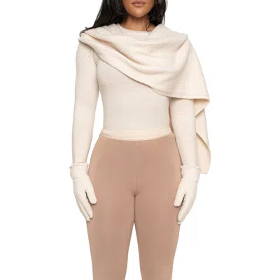 Jluxlabel Rib Scarf Sweater In Neutral