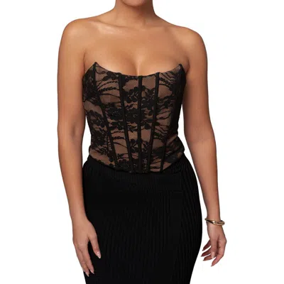 Jluxlabel Rosemere Lace Bustier Top In Black