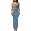 Jluxlabel Ruched One-shoulder Maxi Dress In Blue