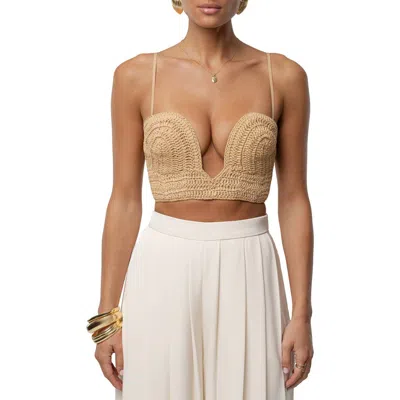 Jluxlabel Sail Away Plunge Bustier Crop Top In Brown