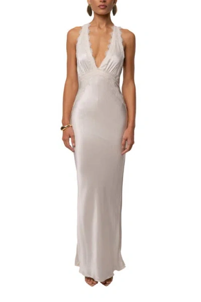 Jluxlabel Satin Evenings Maxi Dress In Neutral