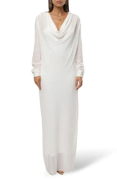 Jluxlabel Savanna Cowl Neck Long Sleeve Maxi Dress In White