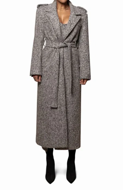 Jluxlabel Savannah Belted Tweed Coat In Gray