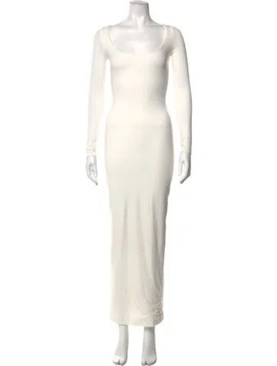 Pre-owned Jluxlabel Scoop Neck Long Dress In White