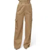 Jluxlabel Sculpted High Waist Cargo Pants In Brown
