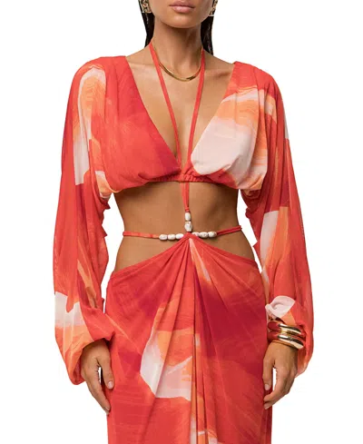 Jluxlabel Selene Draped Top In Red