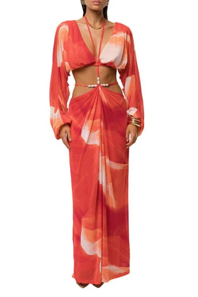 Jluxlabel Selene Draped Top In Red