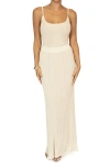 Jluxlabel Serena Metallic Rib Knit Camisole & Skirt Set In Beige
