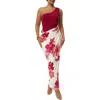 Jluxlabel Serenade One-shoulder Mixed Media Dress In Red