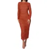 Jluxlabel Serene Wonders Open Stitch Long Sleeve Dress In Red